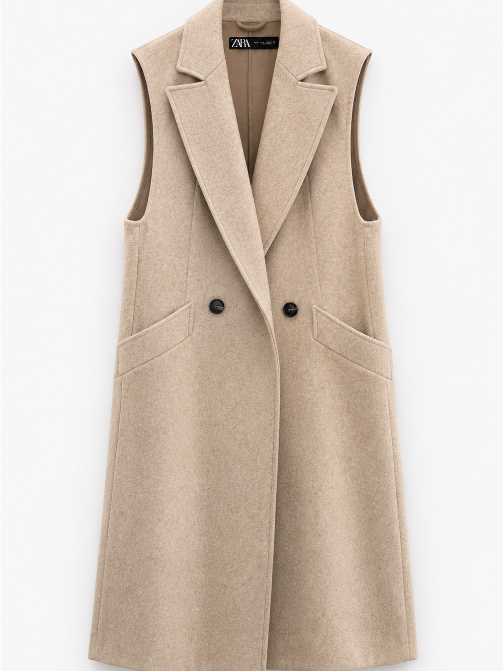 Zara Sleeveless Double-Breasted Vest - Tan